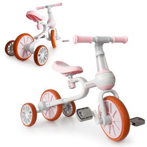 Detské odrážadlo a bicykel 4v1 | ružové