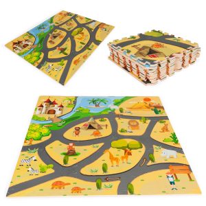 Penová podložka pre deti safari puzzle 9el 93x93cm