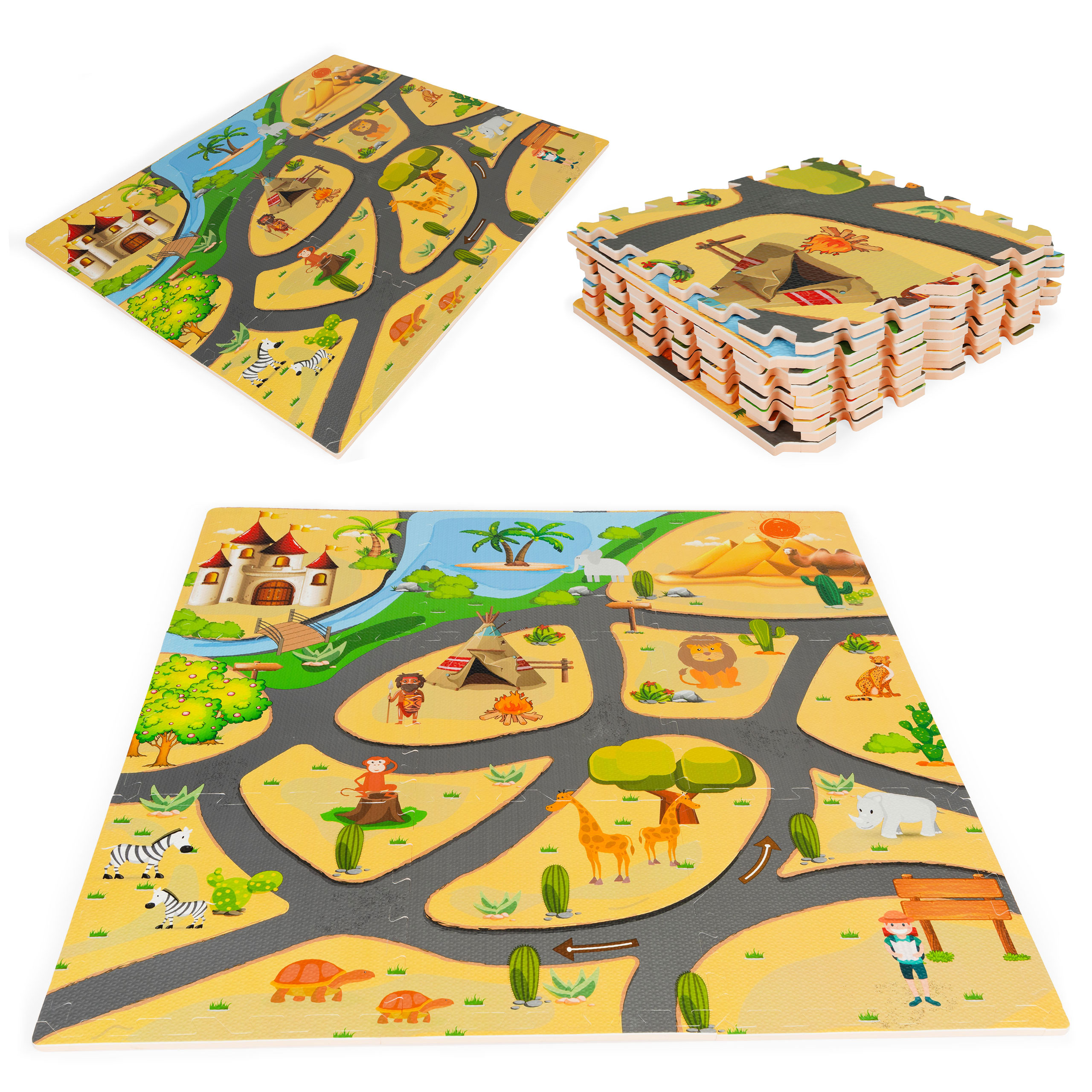 Penová podložka pre deti safari puzzle 9el 93x93cm