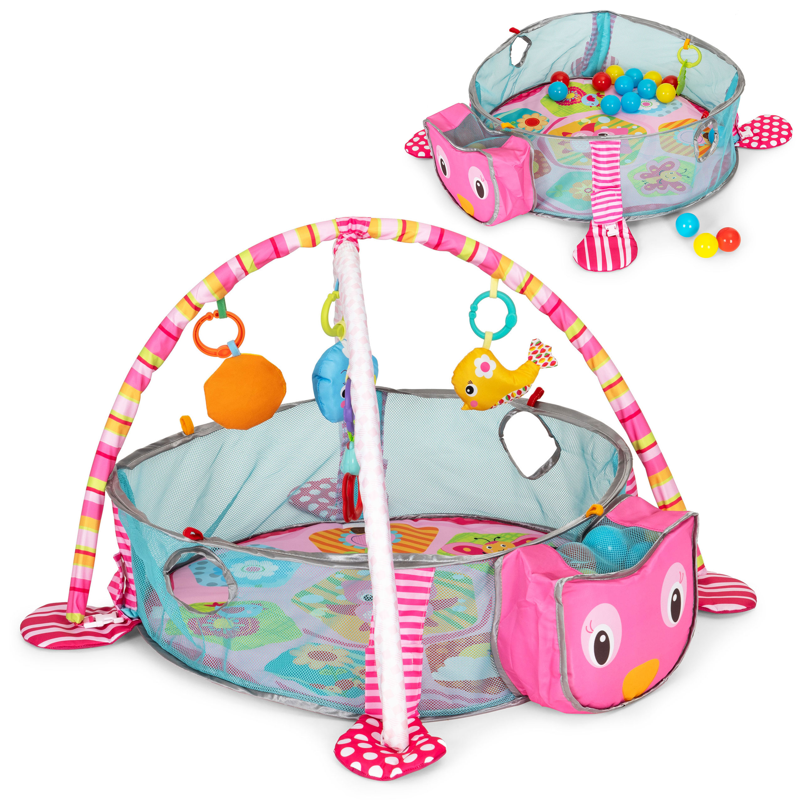Veľká edukačná podložka 3v1 ohrádka 30 loptičiek 0+ ECOTOYS