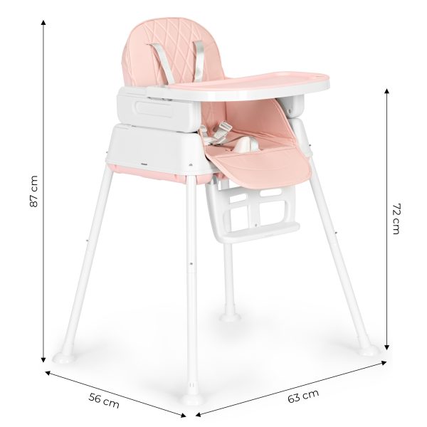 ECOTOYS skladacia detská stolička na kŕmenie 3 v 1 ružová – Obrázok 10