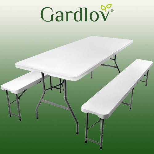 Rozkladací záhradný stôl 180 cm + 2 lavice – Obrázok 3