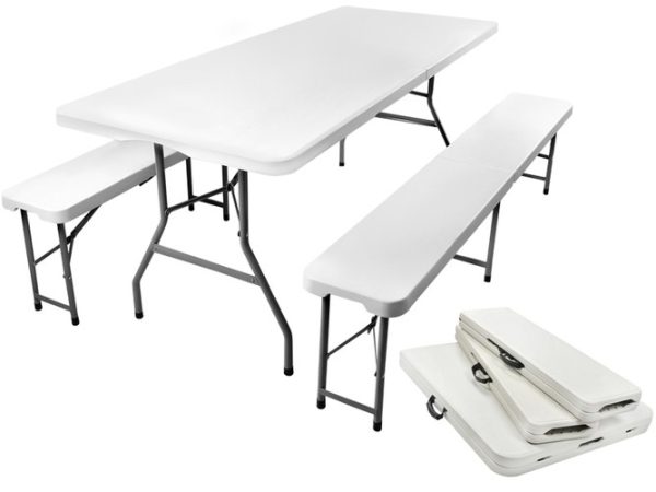 Rozkladací záhradný stôl 180 cm + 2 lavice – Obrázok 2