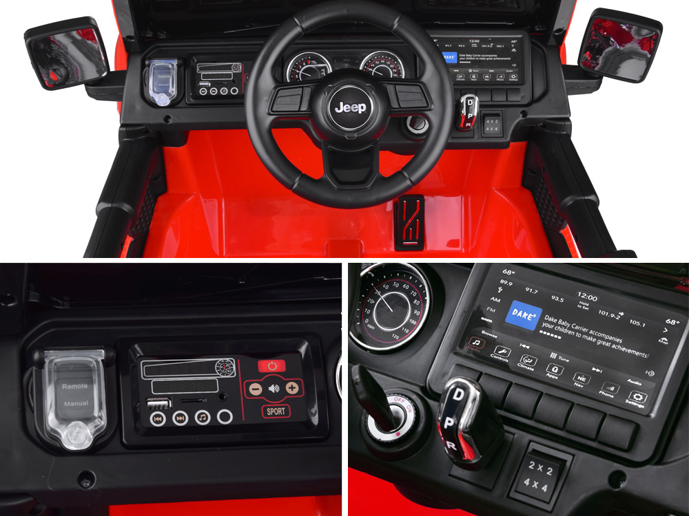 Detské elektrické autíčko Jeep Wrangler Rubicon 4x4 červená – Obrázok 9