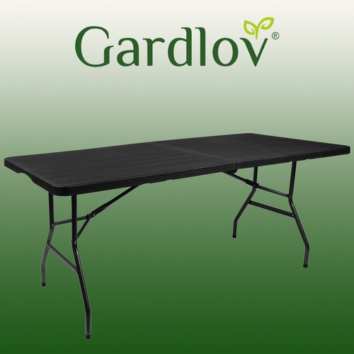 Skladací záhradný stôl čierny 180 cm – Obrázok 9