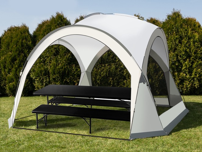 Rozkladací záhradný stôl 180 cm + 2 lavice - čierny – Obrázok 13