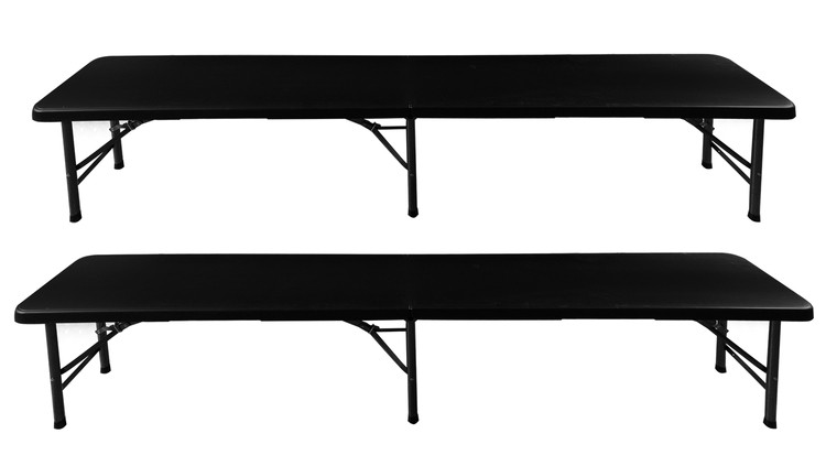 Rozkladací záhradný stôl 180 cm + 2 lavice - čierny – Obrázok 2