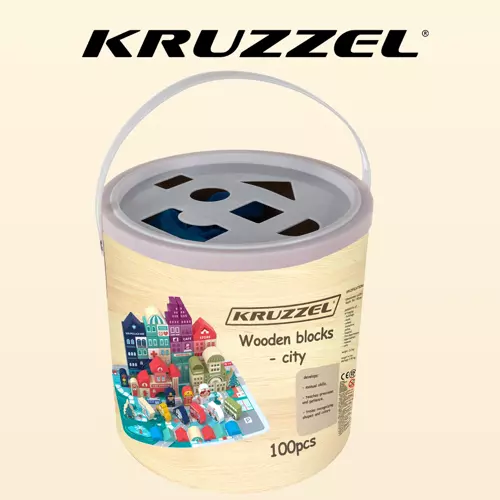 Kruzzel 19159 Drevené kocky s podložkou mesto 100 ks – Obrázok 2