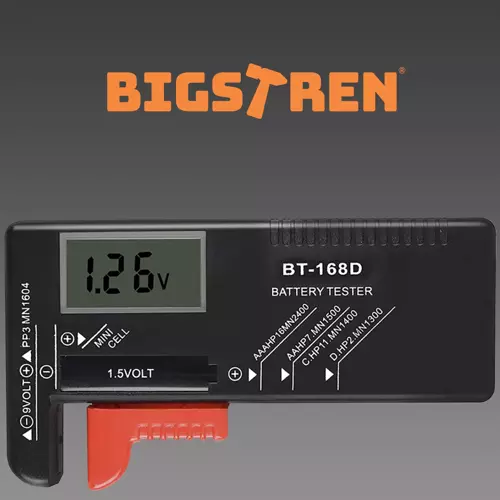 Bigstren 19898 Tester batérií digitálny BT-168D, R3, R6, R20, R14, 9V – Obrázok 2