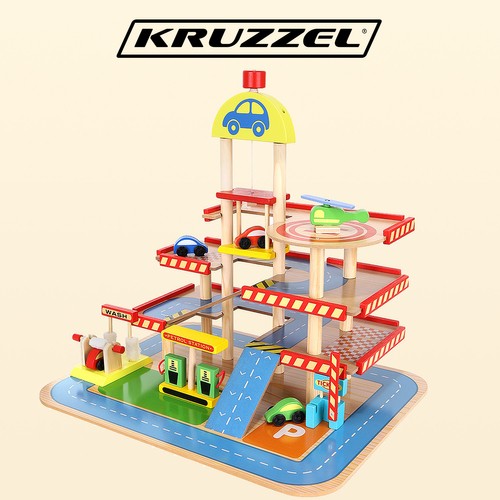 Kruzzel 22446 Detská drevená garáž – Obrázok 14