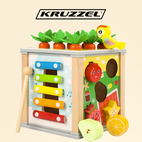 Kruzzel 22566 Vkladacia drevená kocka edukačná 5v1 – Obrázok 2