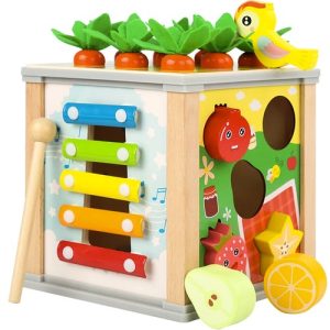 Kruzzel 22566 Vkladacia drevená kocka edukačná 5v1