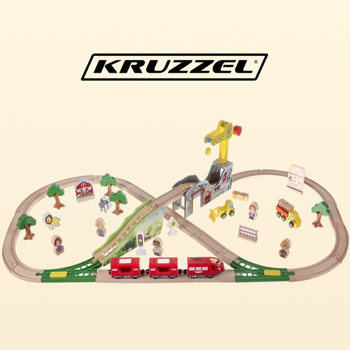 Kruzzel Drevená vláčikodráha na batérie 57 dielov 320 cm – Obrázok 11