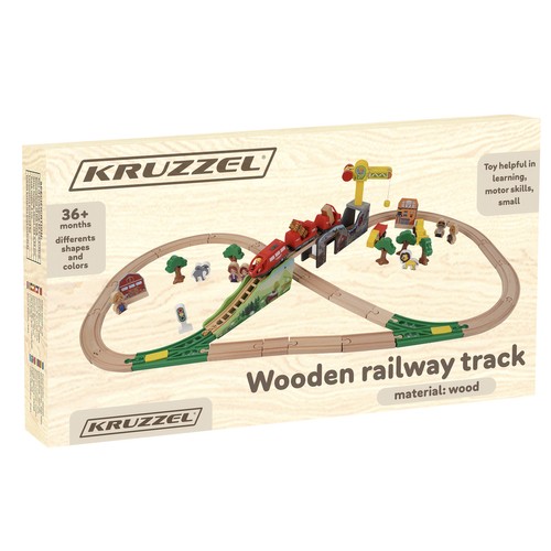 Kruzzel Drevená vláčikodráha na batérie 57 dielov 320 cm – Obrázok 16
