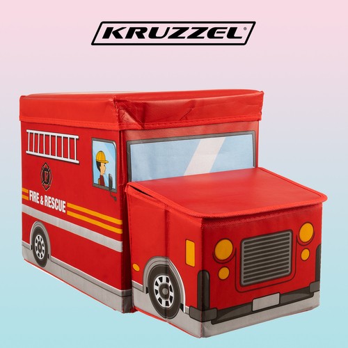 Kruzzel 22489 Box na hračky hasičské auto 53 x 26 x 31,5 cm – Obrázok 2