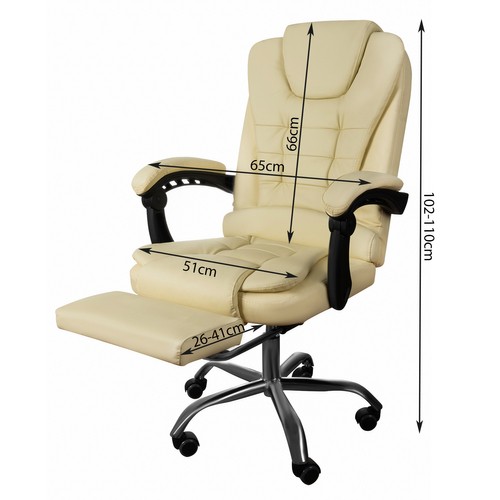Kancelárska stolička s podnožkou - biela Malatec 23287 – Obrázok 4