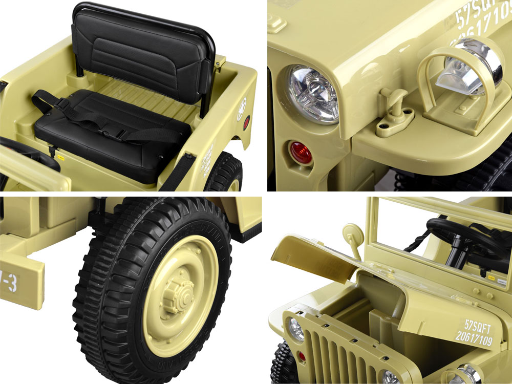 Vojenské auto s batériou Willys + diaľkové ovládanie PA0263 – Obrázok 5