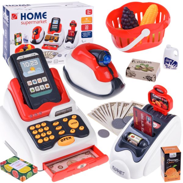 Pokladňa Mini Market Set Skener Čítačka kariet obchod set ZA4636 – Obrázok 2