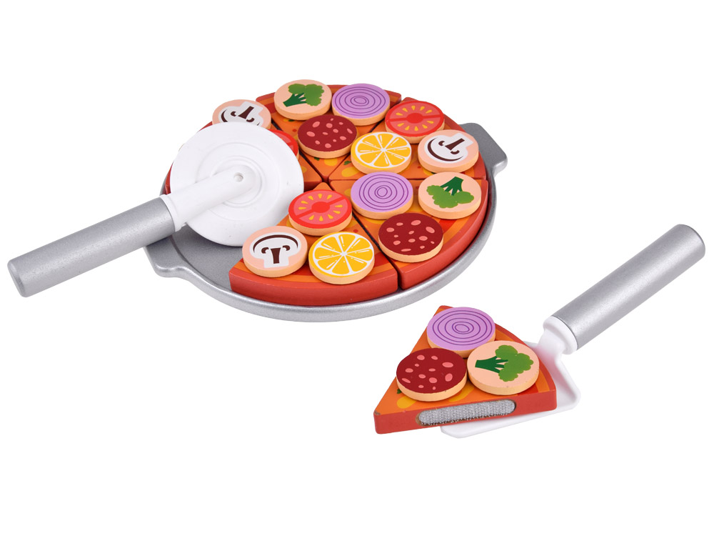 Drevená pizza na rezanie 16,5 cm na suchý zips, príslušenstvo 27 kusov ZA4689 – Obrázok 4