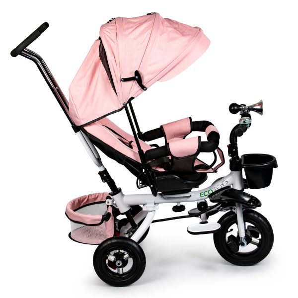 Otočná trojkolka 360° Pink Delux so strieškou – Obrázok 2