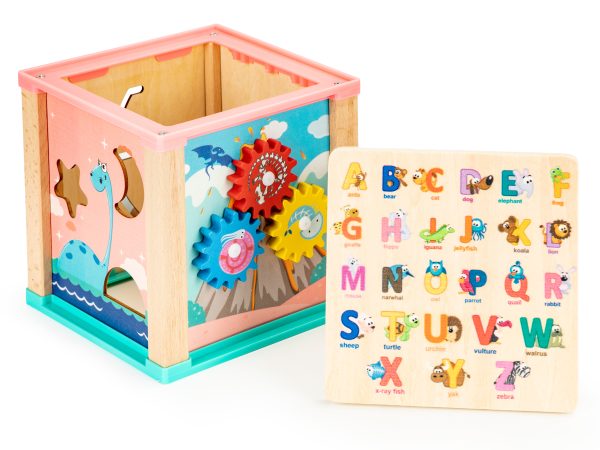Drevená edukačná kocka - dinousaury | ECOTOYS – Obrázok 2