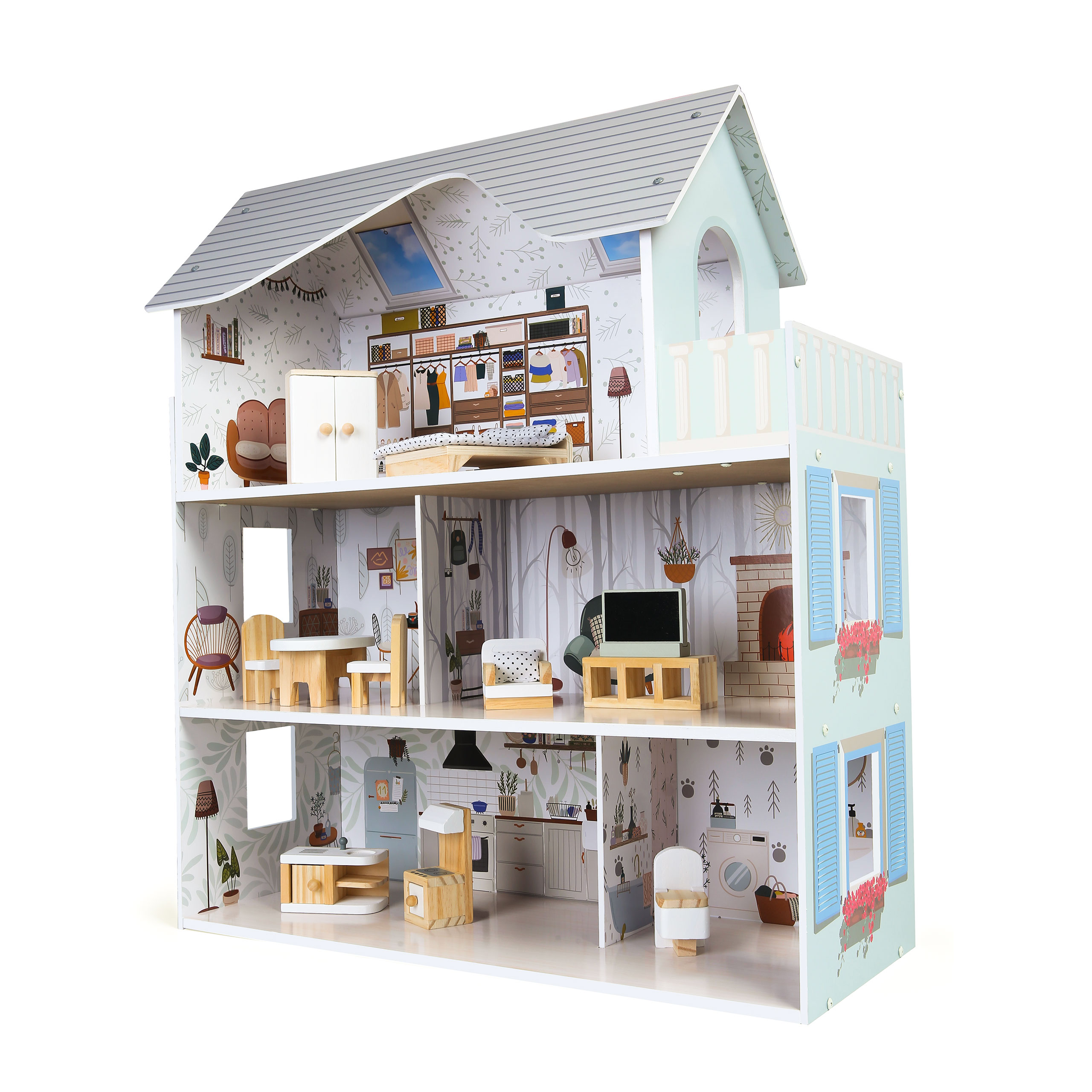 Domček pre bábiky s nábytkom Emma Ecotoys Residence – Obrázok 2