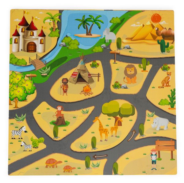 Penová podložka pre deti safari puzzle 9el 93x93cm – Obrázok 2