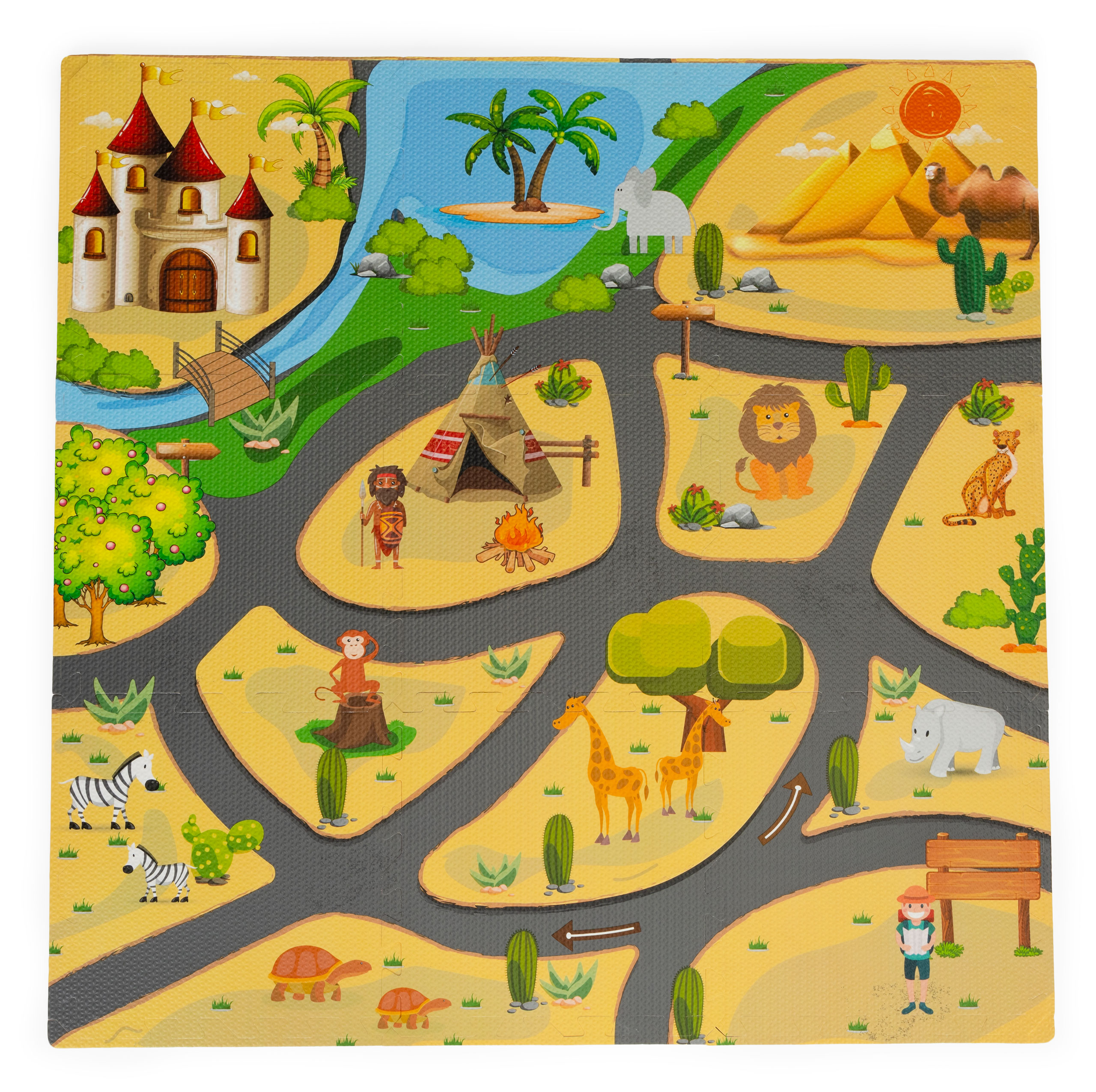 Penová podložka pre deti safari puzzle 9el 93x93cm – Obrázok 2