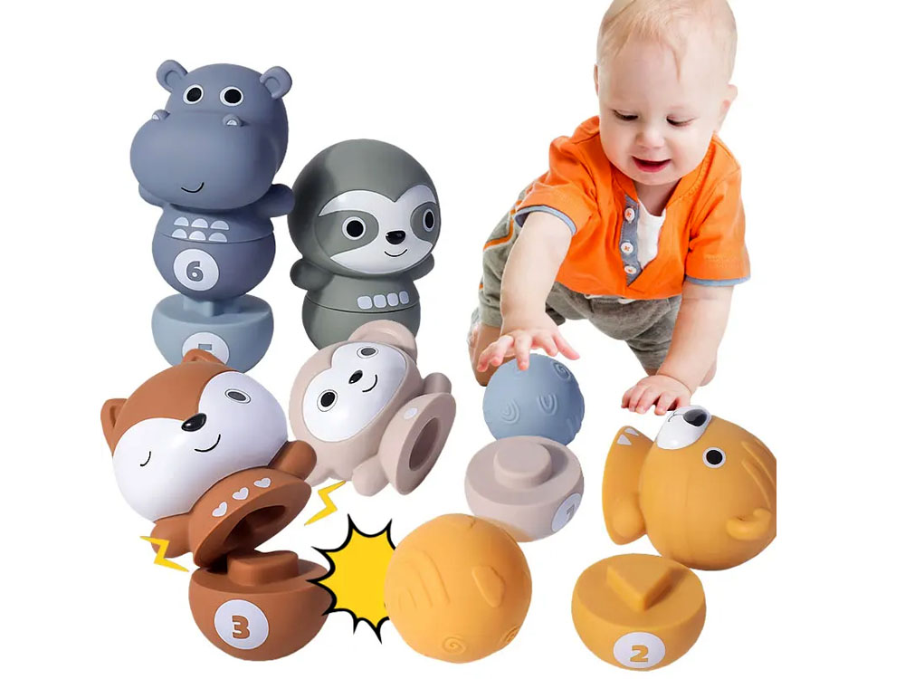 Sada gumených zvieratiek, bowling, senzorická lopta, ZOO pre deti – Obrázok 3
