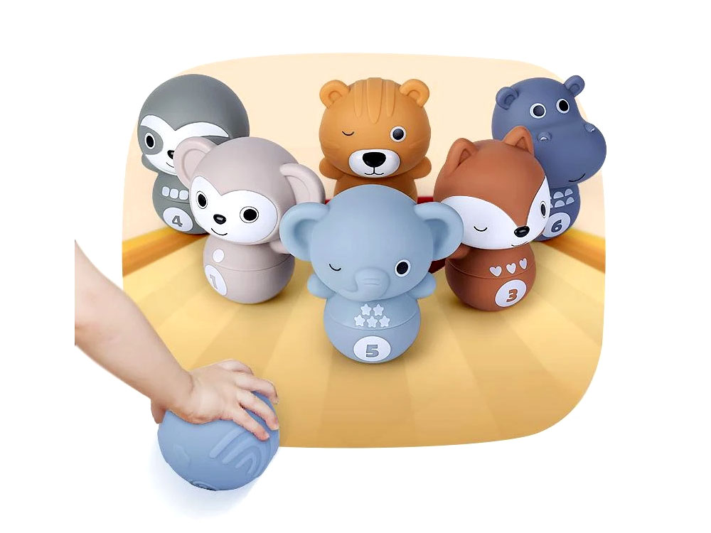 Sada gumených zvieratiek, bowling, senzorická lopta, ZOO pre deti – Obrázok 9