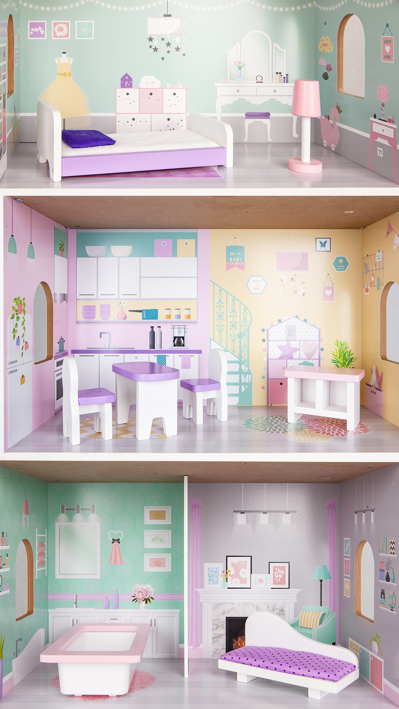 Drevený domček pre bábiky Blueberry Residence Ecotoys – Obrázok 3