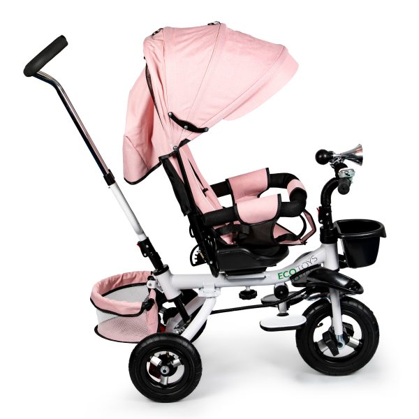 Otočná trojkolka 360° Pink Delux so strieškou – Obrázok 3