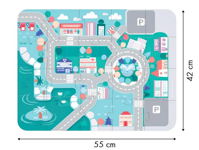Drevené vzdelávacie kocky mesto s podložkou 115 ks ECOTOYS – Obrázok 3