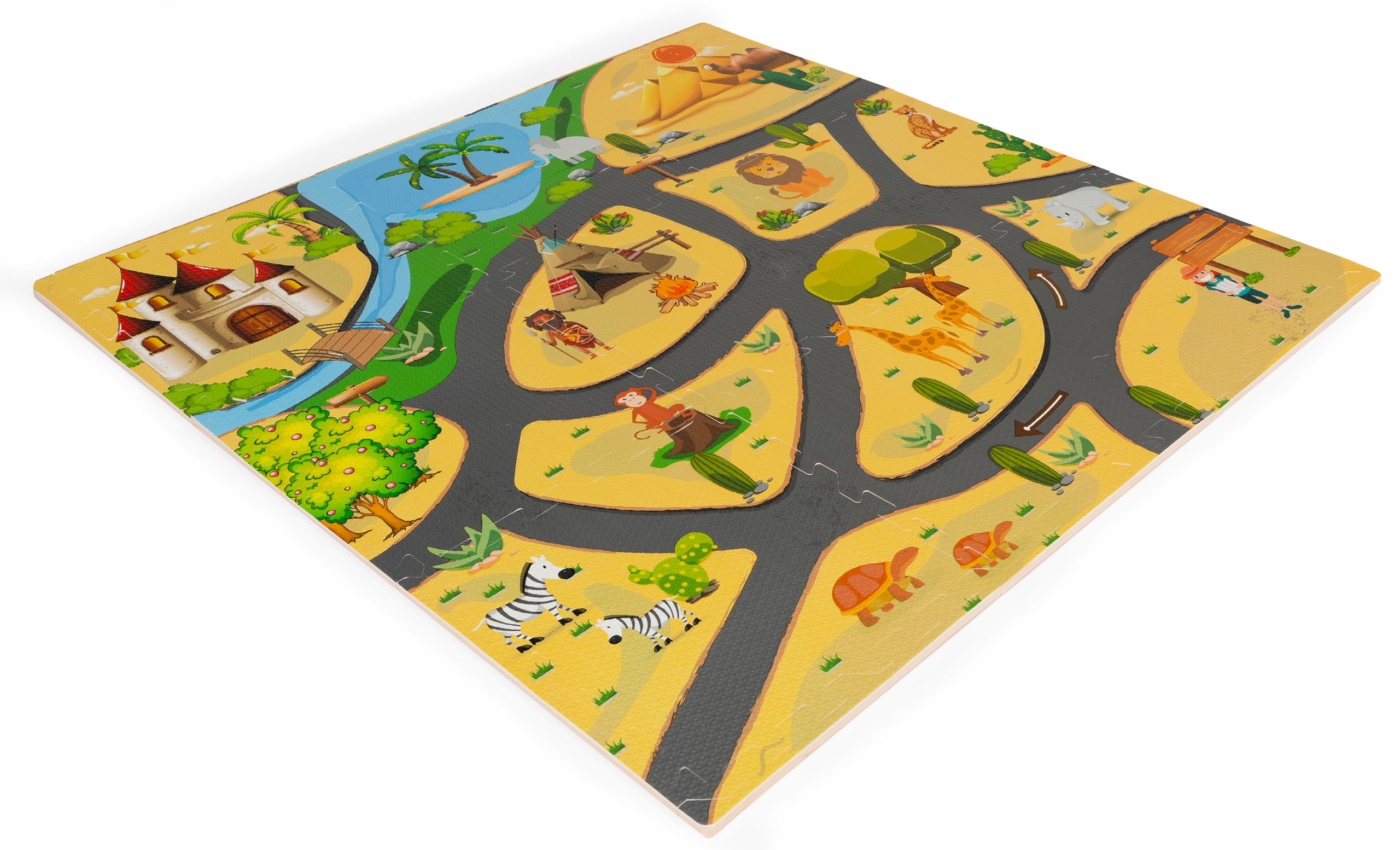 Penová podložka pre deti safari puzzle 9el 93x93cm – Obrázok 3