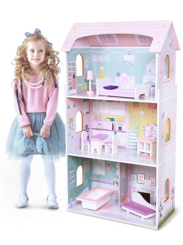 Drevený domček pre bábiky Blueberry Residence Ecotoys – Obrázok 4