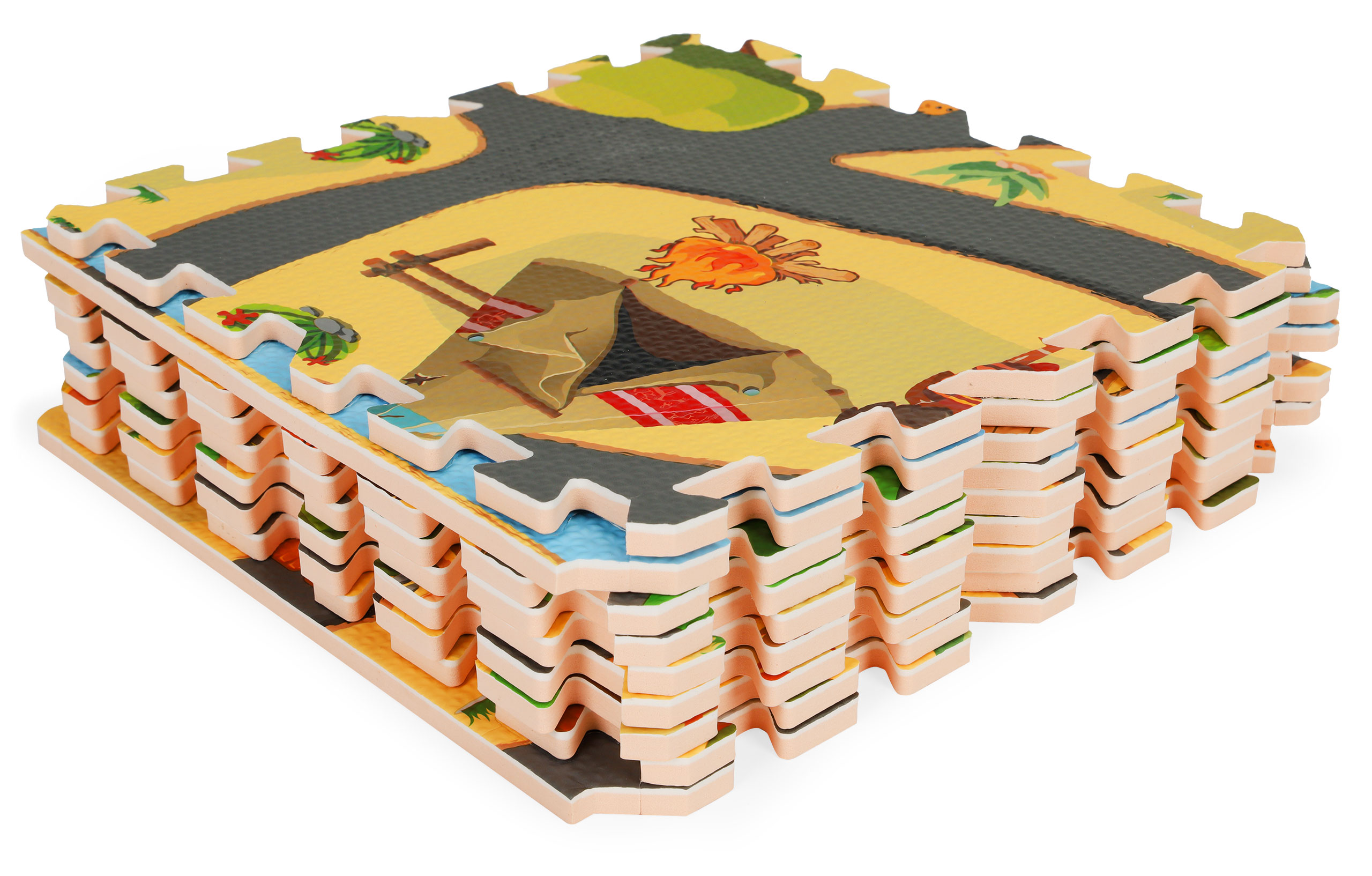 Penová podložka pre deti safari puzzle 9el 93x93cm – Obrázok 4