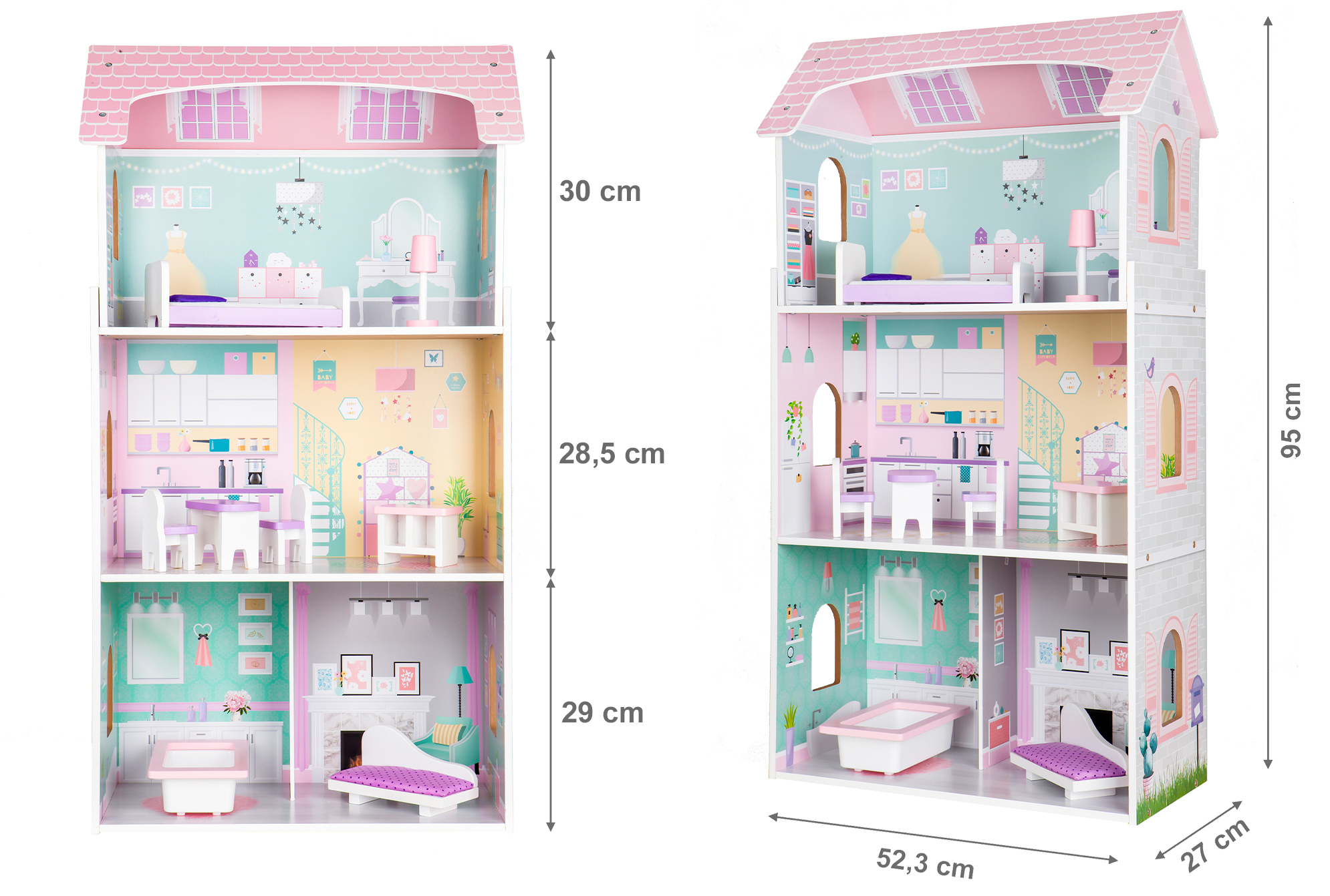 Drevený domček pre bábiky Blueberry Residence Ecotoys – Obrázok 5