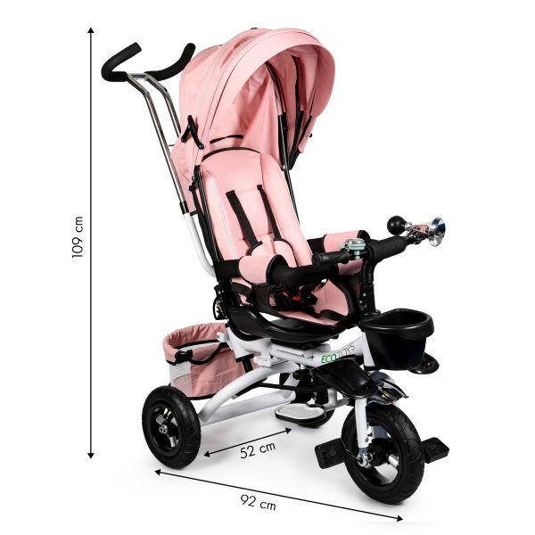 Otočná trojkolka 360° Pink Delux so strieškou – Obrázok 5