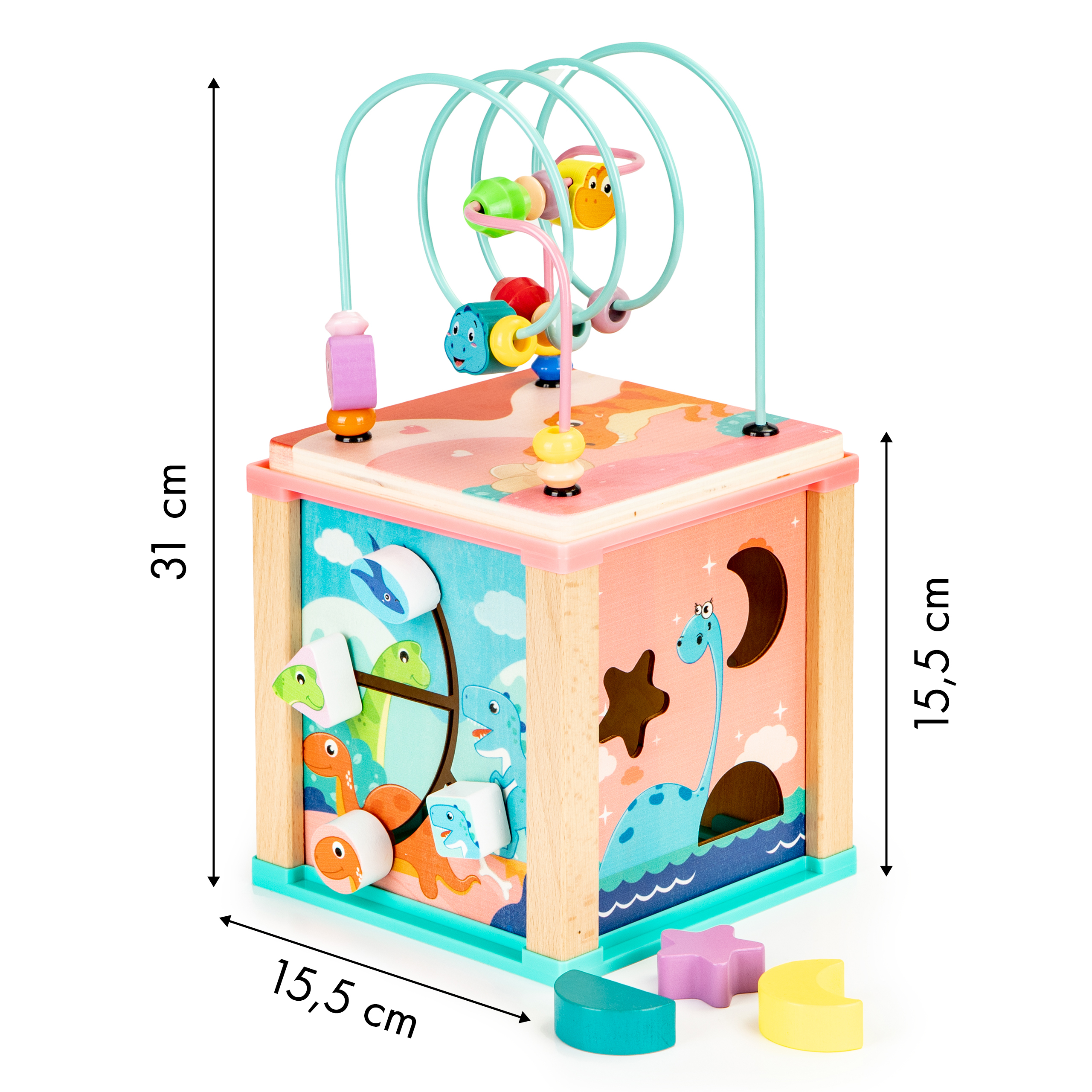 Drevená edukačná kocka - dinousaury | ECOTOYS – Obrázok 5