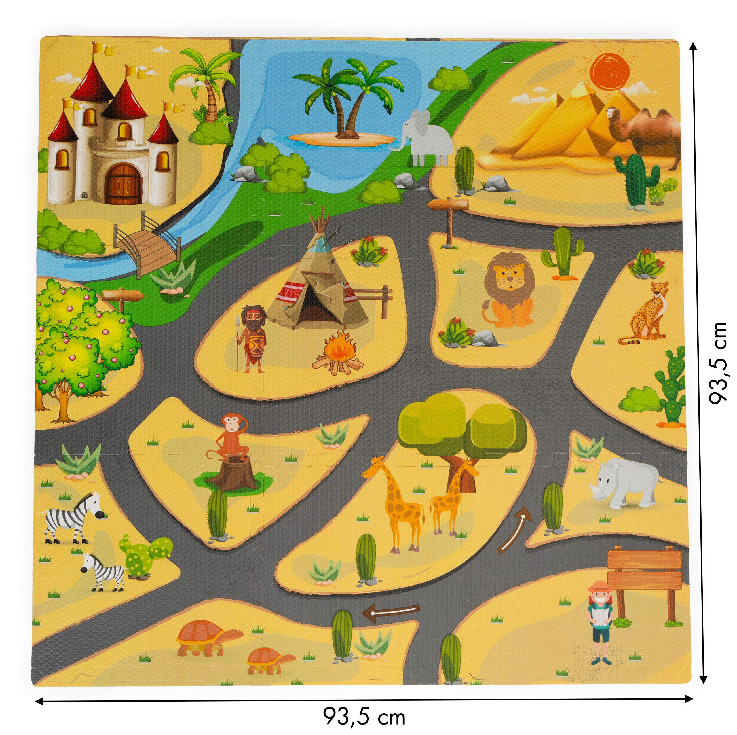 Penová podložka pre deti safari puzzle 9el 93x93cm – Obrázok 5