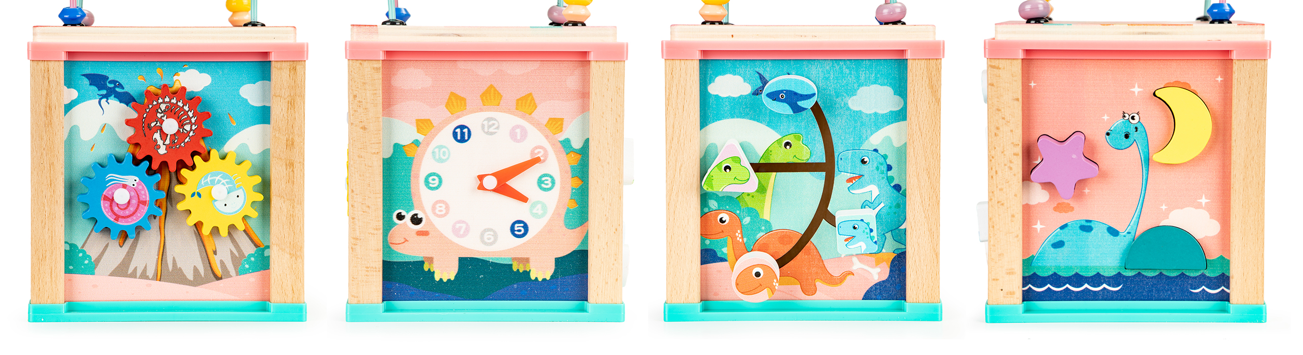 Drevená edukačná kocka - dinousaury | ECOTOYS – Obrázok 6
