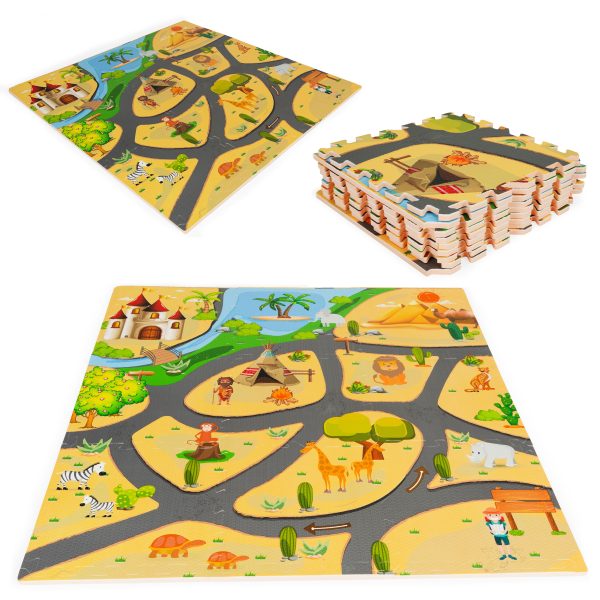 Penová podložka pre deti safari puzzle 9el 93x93cm – Obrázok 6