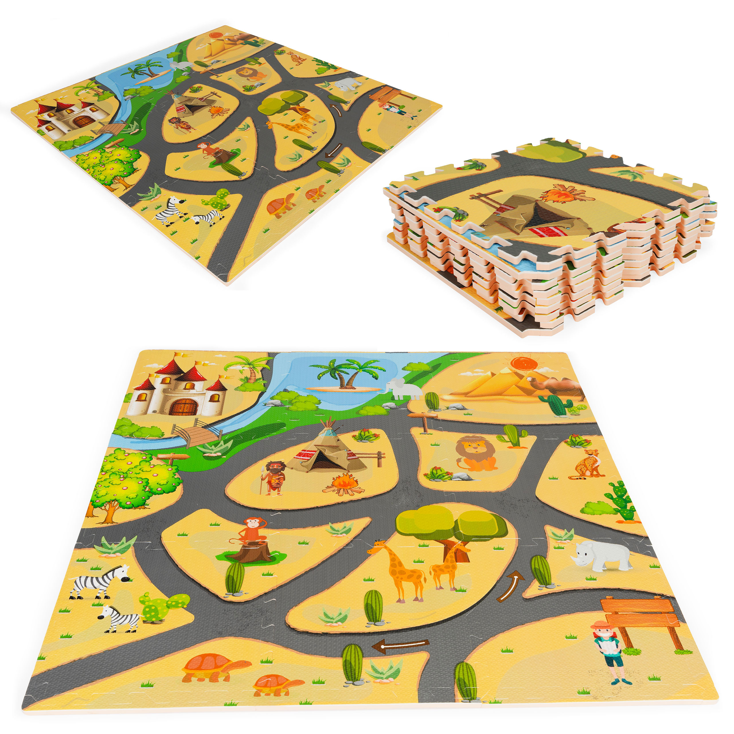 Penová podložka pre deti safari puzzle 9el 93x93cm – Obrázok 6