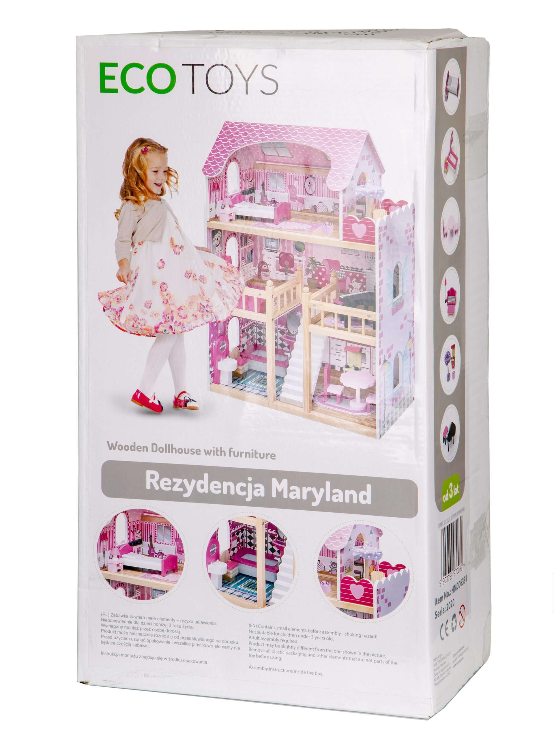 Drevený domček pre bábiky s LED nábytkom ECOTOYS – Obrázok 7