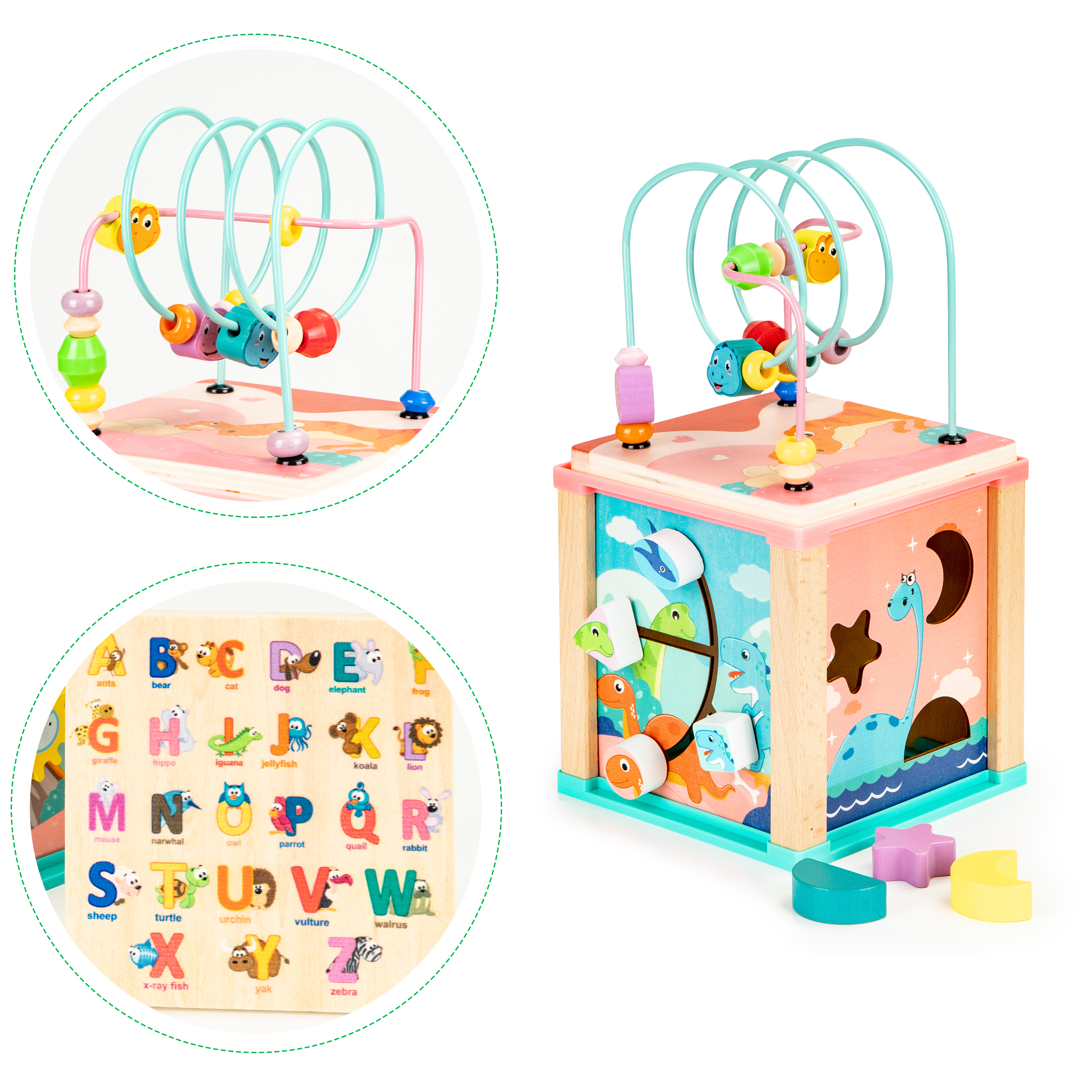 Drevená edukačná kocka - dinousaury | ECOTOYS – Obrázok 7