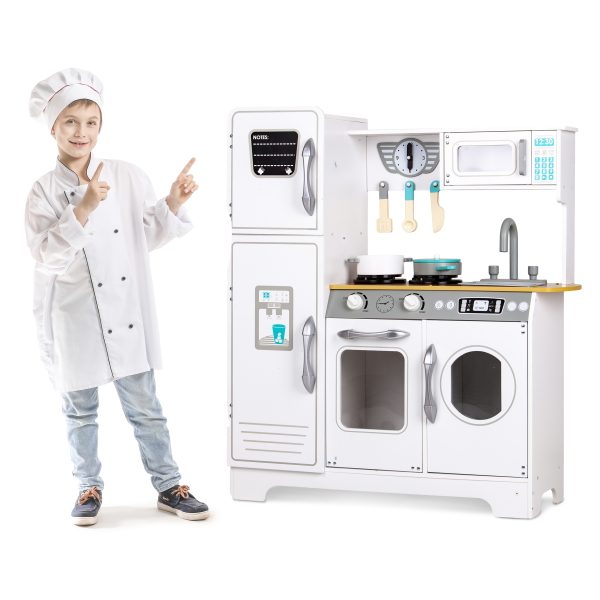 Obrovská biela drevená detská kuchynka od ECOTOYS – Obrázok 7