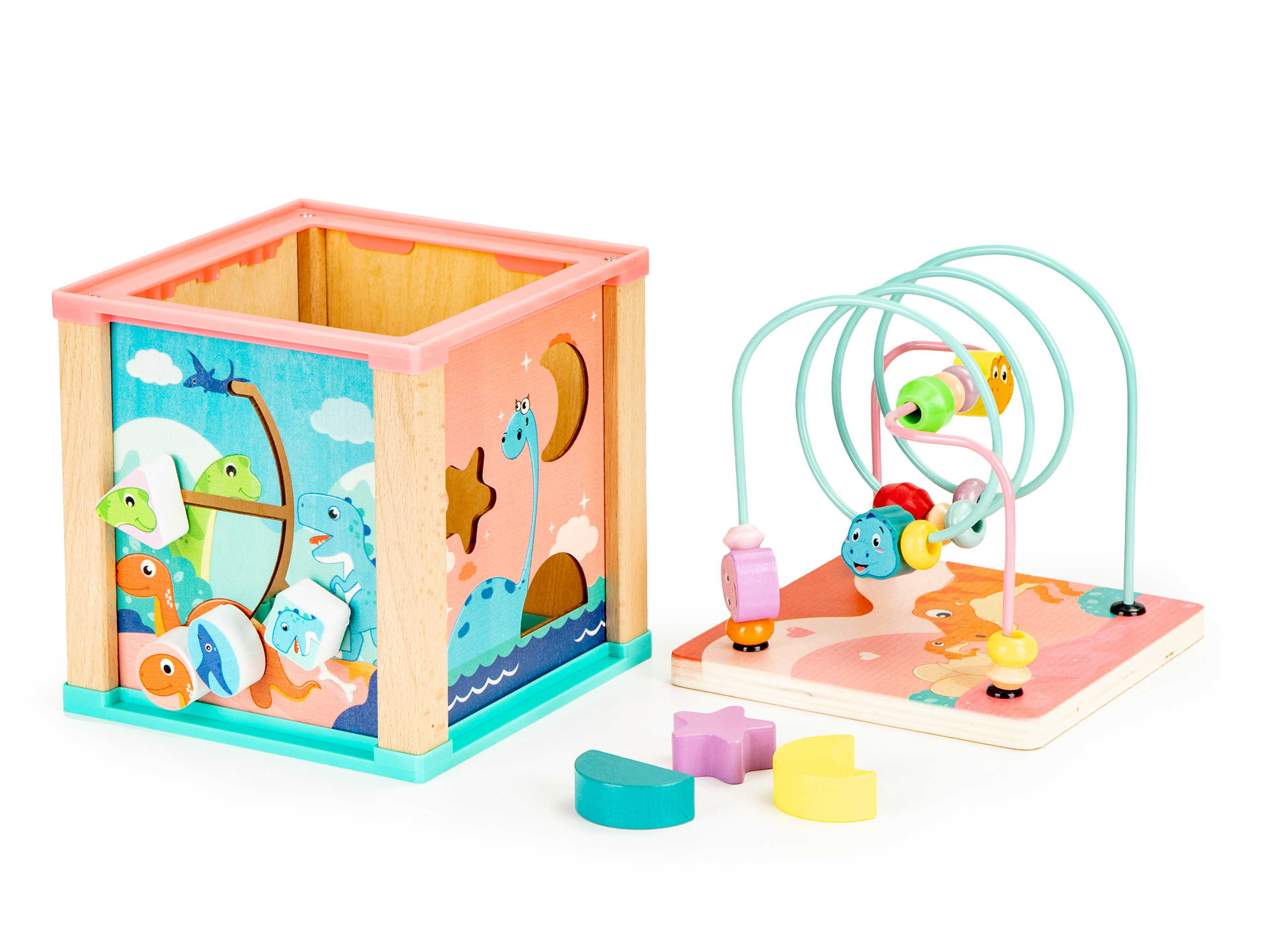 Drevená edukačná kocka - dinousaury | ECOTOYS – Obrázok 8