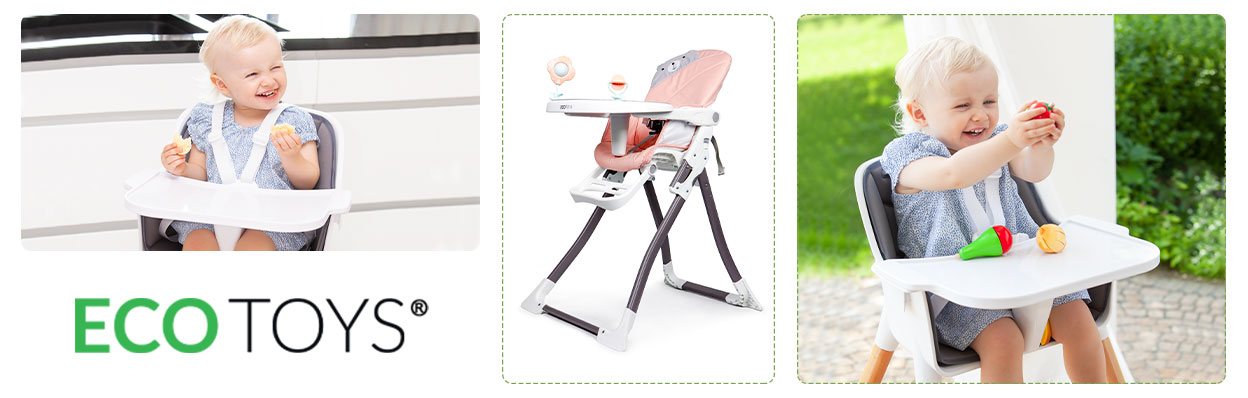Skladacia stolička na kŕmenie Sobí ružová ECOTOYS – Obrázok 9