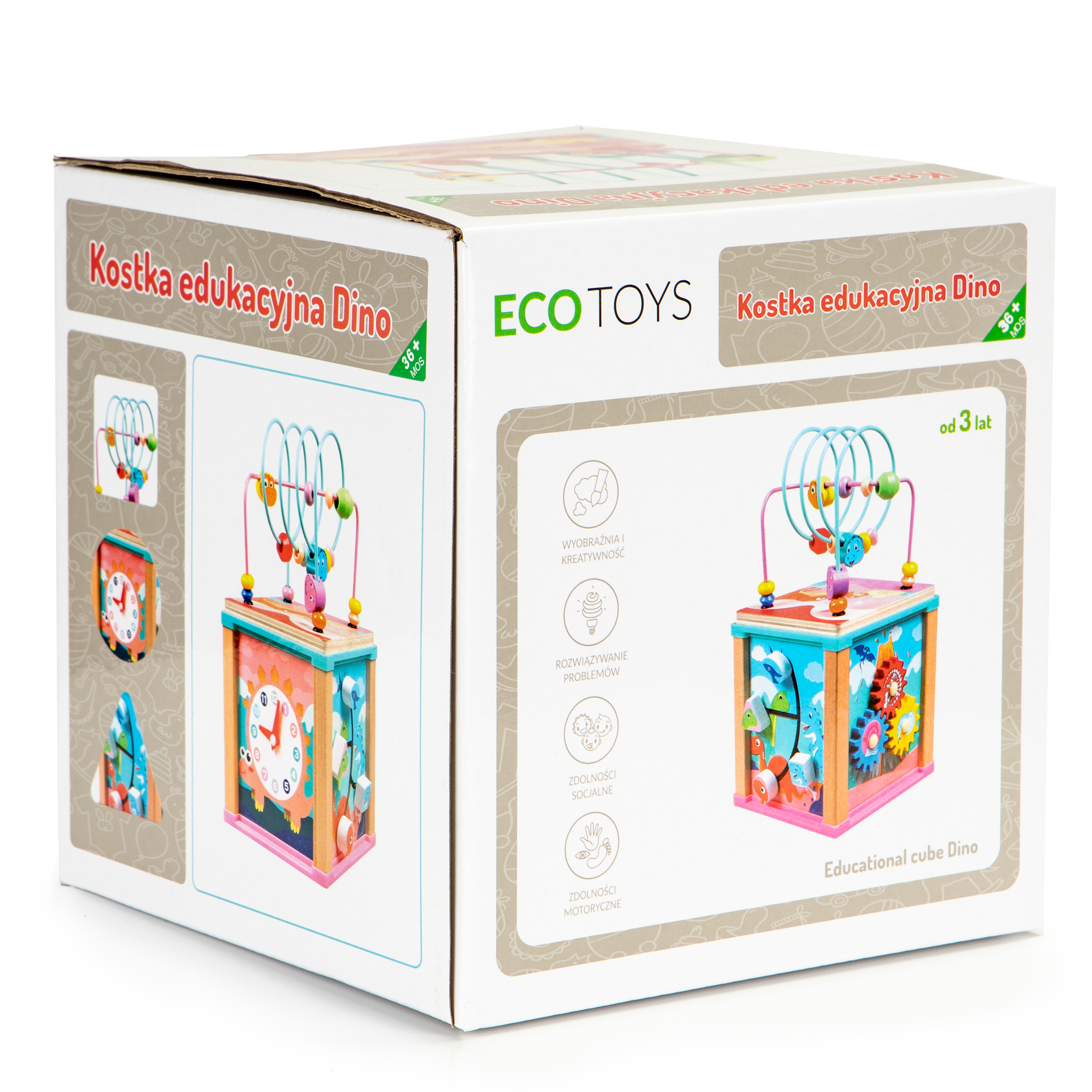 Drevená edukačná kocka - dinousaury | ECOTOYS – Obrázok 9