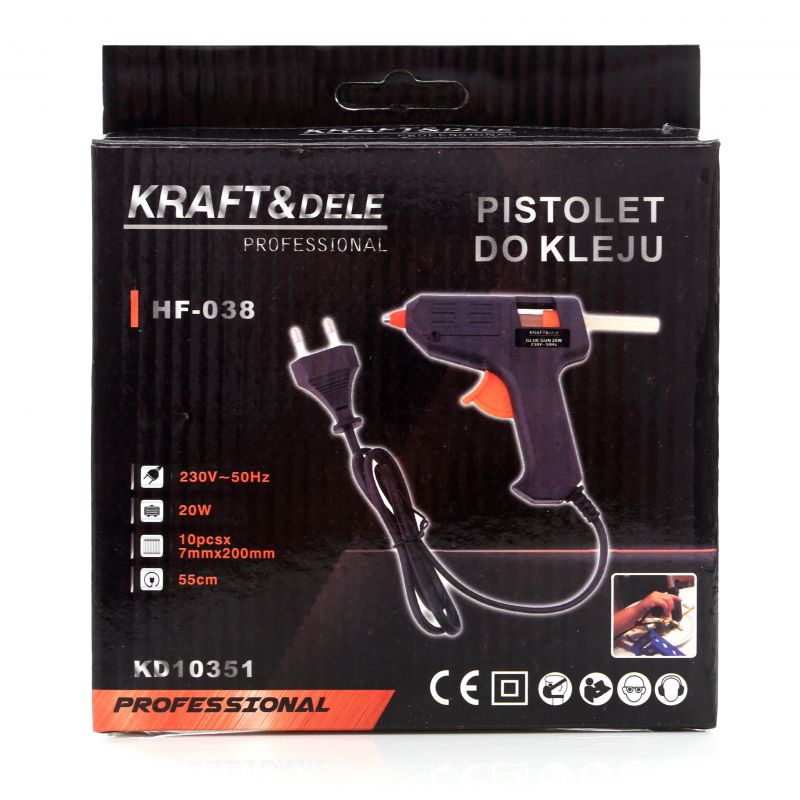 Elektrická tavná pištoľ 20W + 7 tyčiniek KD10351 – Obrázok 2